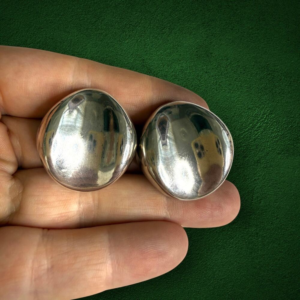 BAYANIHAN 925 Sterling Silver Modernist Earrings 14K Gold Posts 14.1g